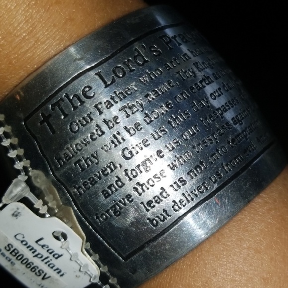 The Lord's Prayer on a silver cuff Bracelet - Picture 2 of 4